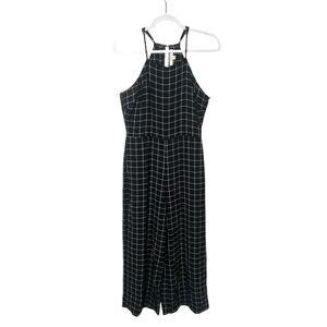 Lydelle 100% Rayon Black Checkered Wide Leg Jumpsuit Women's Size Medium
